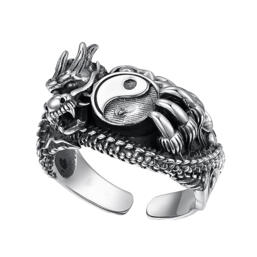 Healvian Vintage Herrenring Dragon aus Metall Verstellbar Retro Drachenschuppen Design Offener Finger für Modischer Schmuck für Partys und Besondere Anlässe von Healvian
