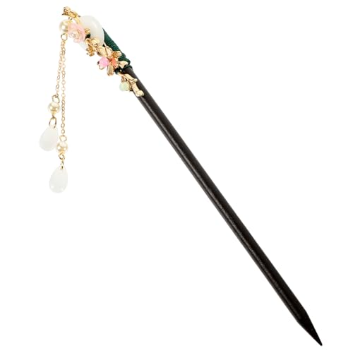 Healvian Vintage Holz Haarstäbchen aus Holz und Jade Langlebige Haarnadeln für Frauen Chinesischer und Japanischer Haarschmuck für Duttfrisuren Leicht und Bruchsicher Dekorative von Healvian