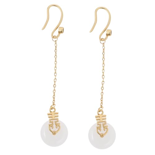 Healvian Vintage Jade Ohrhänger für Frauen Baumelnde Ohrringe aus Grünem Jade Schmuck Hautfreundlich Leicht zu Tragen Geeignet für Alltag Party Hochzeit und Valentinstag von Healvian