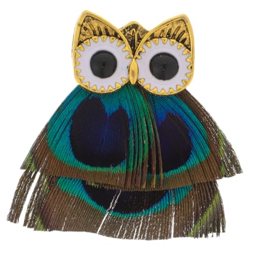 Healvian Vintage Katzenkopfmotiv Brosche mit Kunst Pfauenfeder Handgefertigte Tier Brosche für Pullover und Hosen Vielseitiger Schmuck für Besondere Anlässe und Alltag von Healvian