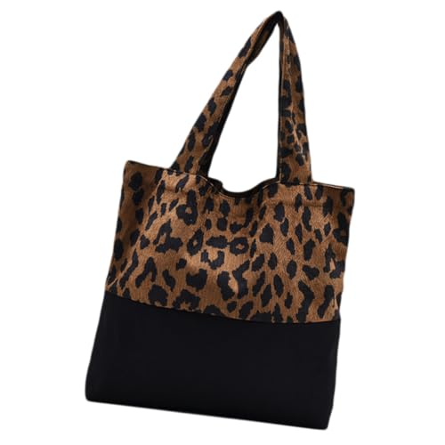 Healvian Vintage Leopardenmuster Umhängetasche Damen Canvas Tasche Große Kapazität Single Shoulder Bag Für Alltag Arbeit Shopping Reise von Healvian