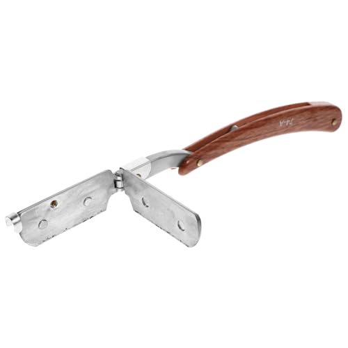 Healvian Vintage Manuelles Rasiermesser mit Holzoptik Klappbarer Rasierklingenhalter Fester Griff Präzises Nassrasieren für Salon Friseur und Persönliche Anwendung zu Hause von Healvian