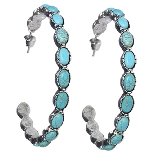 Healvian Vintage Metall Ohrringe Damen C Form Groß Boho Stil Türkis Perlen Hängend Schmuck für Party Hochzeit Healvian Vintage Metall Ohrringe Damen C Form Groß Boho Stil Türkis Perlen Hängend Schmuck für Party Hochzeit von Healvian