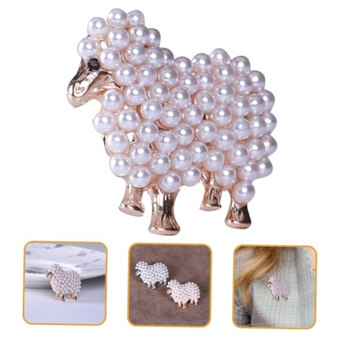 Healvian Vintage Perlen Schaf Brosche Damen Anstecknadel Modisches Accessoire für Kleidung Schal Mantel Langlebige Legierung Geschenkidee von Healvian