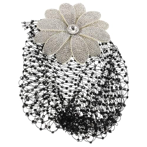 Healvian Netzkappe Für Damen Mit Strass Und Blumen Vintage-haarschmuck Für Hochzeiten Partys Und Formelle Anlässe Eleganter Kopfschmuck Mit Blumenmuster von Healvian