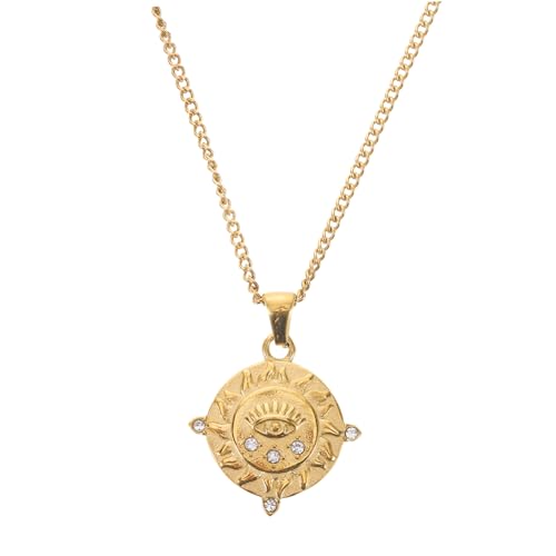 Healvian Vintage Tarot Choker Halskette aus Edelstahl mit Sonnenanhänger Bösem Blick Amulett Guter Glücksbringer Schmuck für Frauen Leicht und Kratzfest Modisch und Schützend für Alltag und von Healvian