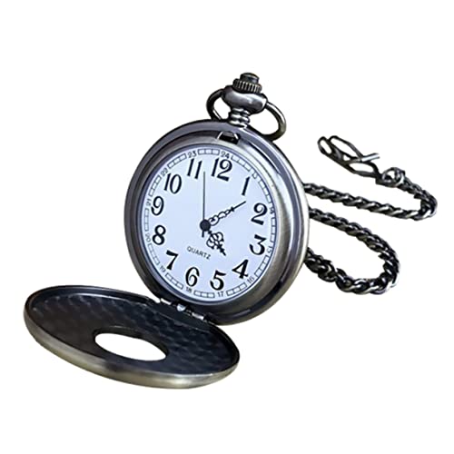 Healvian Vintage Taschenuhr mit Hohldesign Kette Quartz Uhr für Herren für Väter Ehemänner Praktisch mit Abnehmbarer Kette Verarbeitung von Healvian