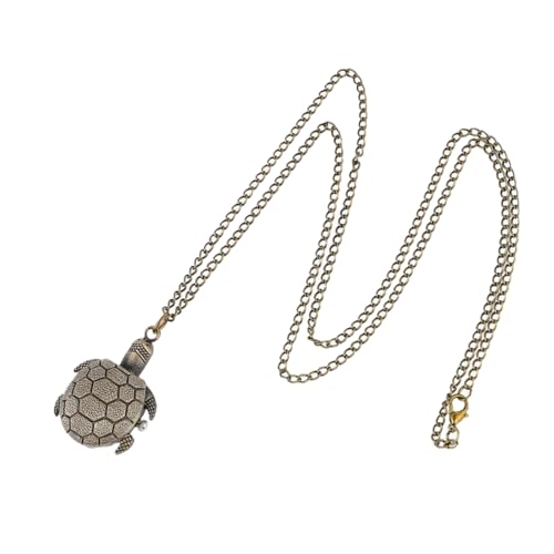 Healvian Vintage Tortoise Pocket Watch Necklace mit Kette Retro Analog Uhr für Präzise Quarzbewegung Langlebige Kette für Familie und Freunde von Healvian