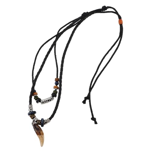 Healvian Vintage Tribal Shark Zahn Halskette Herren Damen Beaded Choker mit Geflochtenem Fake Lederband Langlebiges Boho Schmuckstück als Statement und Pulloverkette von Healvian