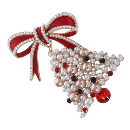 Healvian Vintage Glocken Brosche Mit Schleife Für Damen Strass Zierclip Weihnachtsnadeln Für Kleidung Feiertagskleidungsdekor Brustnadel-schmuck von Healvian