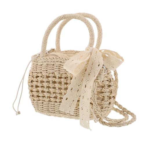 Healvian Waldstrohwebbeutel Gewebte Tragetaschen Für Damen Schultergurt Geldbeutel Frauen Urlaubsumhängetasche Hobo-tasche Für Frauen Hobo-taschen Boho-geldbörsen Beige von Healvian