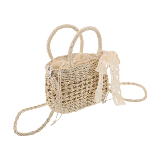 Healvian Waldstrohwebbeutel Hobo-Taschen für Frauen Reisetasche Mini-Umhängetaschen für Damen handgewebte Umhängetasche Boho -Tasche Gewebte Tragetasche Urlaubsbaus Polyester Beige von Healvian