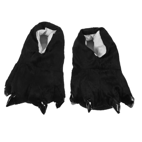 Healvian Warme Baumwoll Hausschuhe Damen Cartoon Klaue Design Kuschelige Indoor Slipper für Erwachsene Frauen Atmungsaktiv Flexibel für Tier und Festparty Schwarz von Healvian