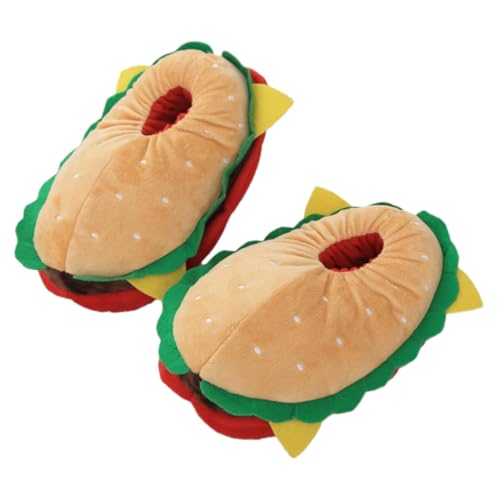 Healvian Warme Cartoon Hausschuhe Burger Design Plüschpantoffeln für Zuhause Kuschelige Winter Slippers für Damen und Herren Weiche Rutschfeste Baumwollpantoffeln Gemütliche Indoor Schuhe von Healvian