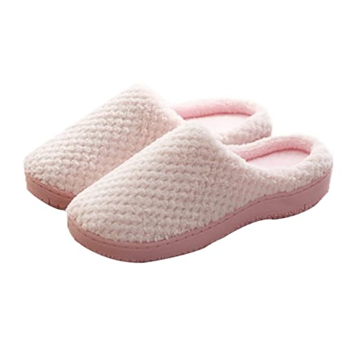 Healvian Warme Damen Hausschuhe Winter Baumwolle Memory Foam Rutschfest Indoor Slipper Komfortabel Atmungsaktiv Rosa von Healvian