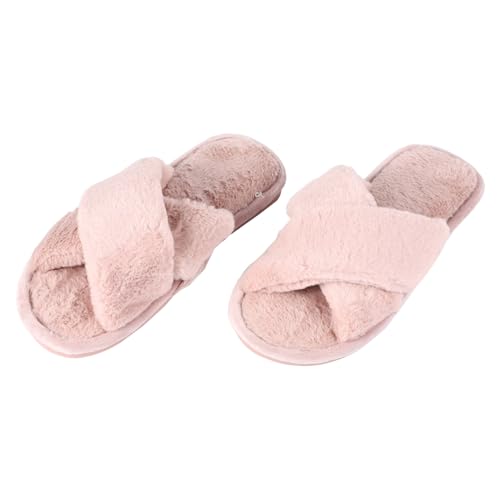 Healvian Warme Damen Hausschuhe für Winter Flauschige Offene Zehenpantoletten Ergonomisch Geformt Rutschfeste Dicke Sohle Atmungsaktives Material Modisch und Angenehm für Zuhause und von Healvian