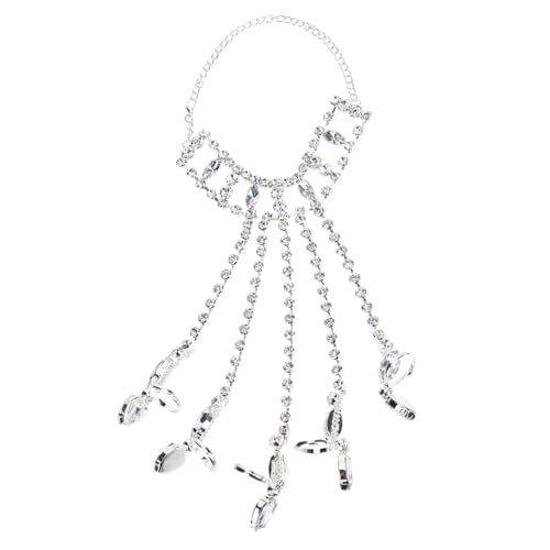 Healvian Wasserdiamant Handkette Armband mit Ring Verstellbar Eleganter Silberschmuck für Damen Geeignet für Partys und Geschenke an Freundin Mutter und Partnerin von Healvian