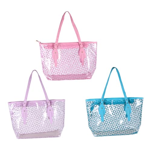 Healvian Wasserdichte Strandtasche Damen PVC mit Rundpunkt Design Langlebige Handtasche für Strand Alltag Modische Badetasche für Frauen und Mädchen von Healvian