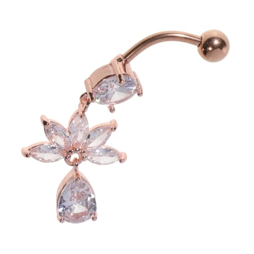 Healvian Wasserfester Bauchnabelring mit Funkelndem Zirkonia Anhänger Leichter Langlebiger Körperschmuck für Damen Modisches Nabelpiercing für Party und Alltag von Healvian