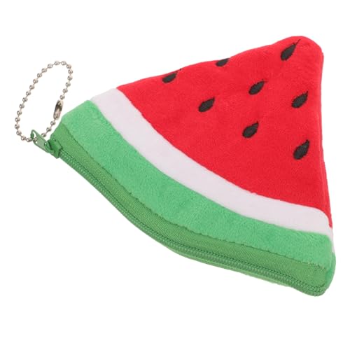 Healvian Wassermelonen-förmiges Schlüsselanhänger-Portemonnaie Für Damen Plüsch-münzbeutel Mit Reißverschluss Hochwertiger Geldbeutel Für Schlüssel Und Kleingeld Für Unterwegs von Healvian