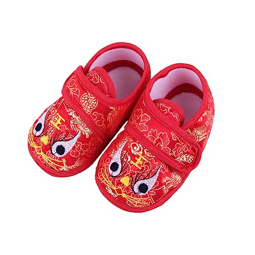Healvian Weiche Babyschuhe mit Rutschfester Sohle Atmungsaktiv Tiger Design Bequeme Lauflernschuhe für Monate Rote Babyschuhe für Kleinkinder von Healvian