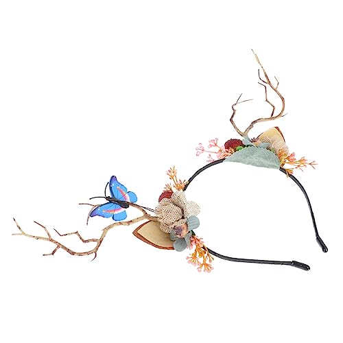 Healvian Weihnachtlicher Rentier Haarreif mit Zarten Geweihzweigen und Beeren Festliches Haarband für Damen Accessoire für Party Cosplay und Bühnenauftritte von Healvian