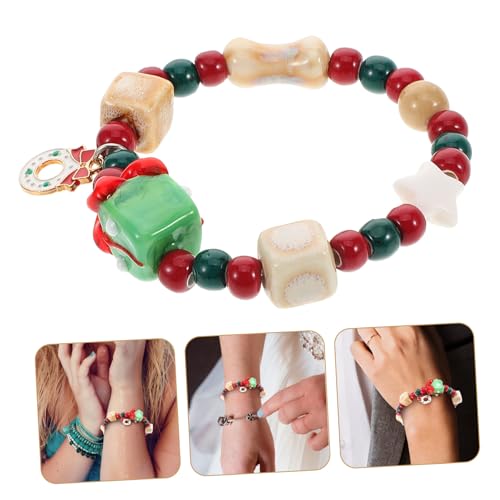 Healvian Weihnachtliches Perlenarmband Damen und Mädchen Handgefertigt Dehnbar Detailreiche Keramikperlen Festlicher Schmuck für Weihnachtskostüme und Winterfeiern zu Weihnachten von Healvian