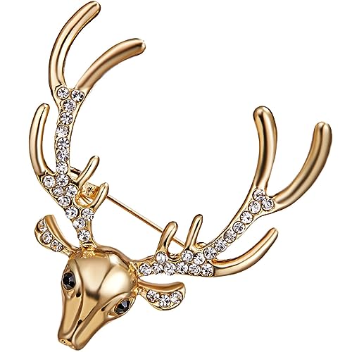 Healvian Weihnachts Elchkopf Brosche mit Antlers Anstecknadel für Damen Tierbrosche für Kleidung und Dekoration Perfektes für Besondere Anlässe von Healvian