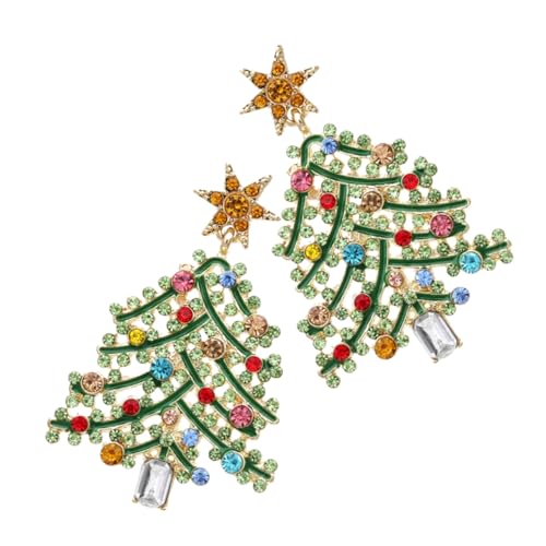 Healvian Weihnachts Ohrringe Damen Statement Ohrstecker mit Funkelndem Hohlraum Weihnachtsbaum Design Kleine Festliche Ohrhänger für Frauen Kreativer Modeschmuck zur Weihnachtszeit von Healvian