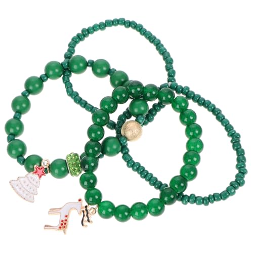 Healvian Weihnachtsarmband Set Damen Mädchen Stapelbare Acrylperlen Armbänder mit Weihnachtsmann Schneemann Anhänger Dehnbar Langlebig Festliche Weihnachtsdeko Schmuck für Feiertage von Healvian