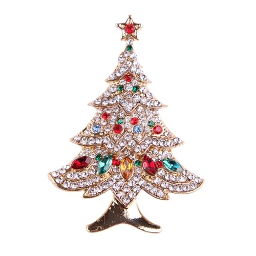 Healvian Weihnachtsbaum Brosche Damen Strass Anstecknadel Festlich Bunter Schmuck für Kleidung Party Zubehör von Healvian