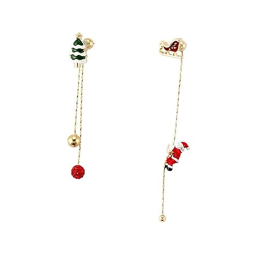 Healvian Weihnachtsohrringe Damen Asymmetrische Santa Ohrhänger Lange Ketten Quasten Baumelnde Festliche Schmuck für von Healvian