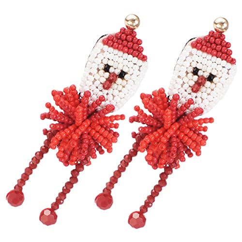 Healvian Weihnachtsohrringe Damen Santa Claus Ohrhänger Handgefertigt Perlen Rot Leicht Weihnachten Party für Mädchen von Healvian