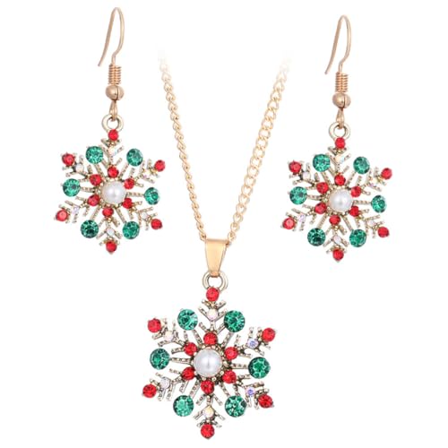 Healvian Weihnachtsschmuck Damen Schneeflocken Ohrringe und Bunte Schneeflocken Pulloverkette Festlich Elegant für Weihnachtsfeier von Healvian