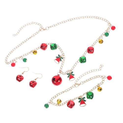 Healvian Weihnachtsschmuck Set Damen Leichtes Glocken Schmuckset Halskette Armband Ohrringe Festliche Xmas Accessoires für Weihnachtsfeier von Healvian