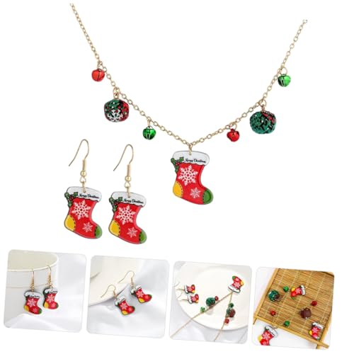 Healvian Weihnachtsschmuck mit Modischen Weihnachtsstrümpfen Ohrringen und Anhänger Halskette Langlebig Stilvoll Vielseitig für Festliche Outfits und Garderobe von Healvian