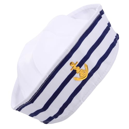 Healvian Weißer Kapitänsmütze Stil mit Gesticktem Unisex für Partydekoration und Bühnenauftritte von Healvian