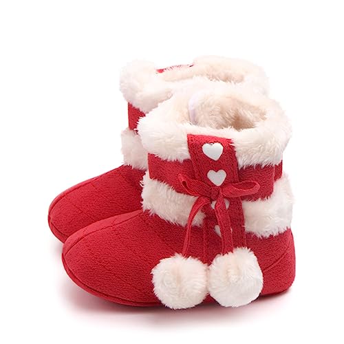 Healvian Winter Prewalker Schuhe mit Baumwollsohle Warme Leichte Atmungsaktive Lauflernschuhe für Kleinkinder Rutschfest Weiche Babyschuhe mit Schleifen Design Rot von Healvian