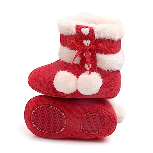 Healvian Winter Schuhe für Kleinkinder mit Schleifen Design Warme Leichte Atmungsaktive Lauflernschuhe Rutschfeste Sohle für Kalte Monate und Weihnachtliche Outfits von Healvian