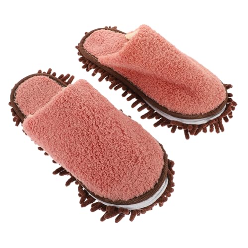 Healvian Winterliche Gefütterte Mop Hausschuhe in Rostrot Wiederverwendbar und Waschbar Praktische Reinigungsschuhe für Zuhause Bequeme Bodenschonung und Einfache Schmutzentfernung von Healvian