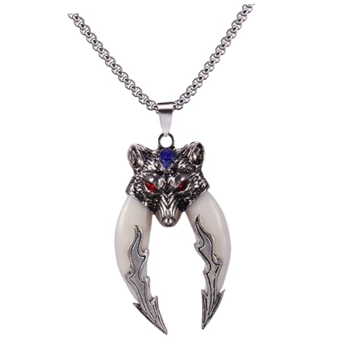 Healvian Wolfszahn Halskette für Männer Leichter Robuster Alloy Anhänger Hip Hop Halsdekoration Verstellbare Kettenlänge Kreativer Persönlicher Schmuck für Jungen von Healvian