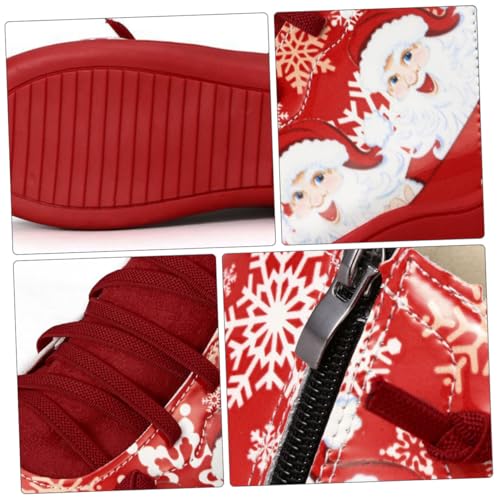 Healvian Xmas Short Boots Damen Weihnachtsstiefeletten Rote Casual Schuhe Herbst Winter Festliche Party Schuhe Weiche Bequeme Weihnachtsmotive Geschenkidee für Frauen von Healvian