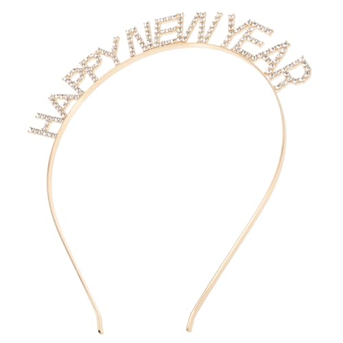 Healvian Year Party Haarband Gold Shimmerndes Stirnband mit Kristallbuchstaben Festlicher Haarschmuck für Damen Herren Karneval Cosplay von Healvian