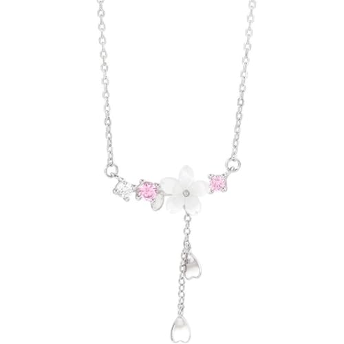 Healvian Zarte Kirschblüten Halskette Damen Kupfer Kette mit Anhänger Roséfarben Blumen Design für Alltag und Festliche Anlässe Geschenkidee für Frauen und Mädchen von Healvian