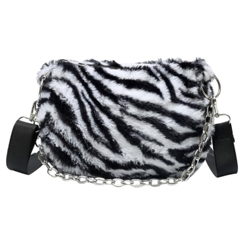 Healvian Zebra Muster Armpit Bag Damen Umhängetasche Flauschig Mode Crossbody Bag Outdoor Handtasche Vielseitig für Alltag Party Reise von Healvian