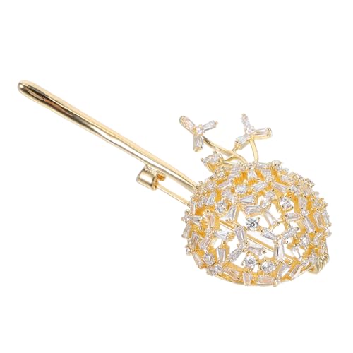 Healvian Zierliche Dandelion Brosche mit Zirkonia Eleganter Anstecker für Damen Vielseitiger Kragenclip für Formelle und Anlässe Goldfarbenes Design Stilvolles Accessoire für Look von Healvian