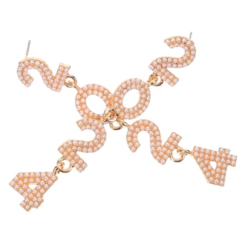 Healvian Zinklegierung Ohrhänger mit Perlen Zahlendesign Leichte Damen Ohrstecker Ohrschmuck für Geburtstagsgeschenk und Party Vielseitig Kombinierbar von Healvian