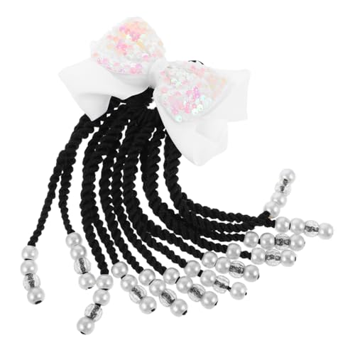 Healvian Zopfverlängerung mit Perlen und Clip Synthetische Leichte Fake Ponytail Haarverlängerung für Schule Kostüme Fotoshootings und Rollenspiele Vielseitiges Accessoire für Mädchen von Healvian