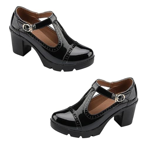 Healvian wasserdichte Damen High Heels mit Rundspitze Großer Blockabsatz Atmungsaktives Mikrofaser Material Bequeme Arbeitsschuhe für Alltag Party und Festliche Anlässe Schwarz Healvian wasserdichte Damen High Heels mit Rundspitze Großer Blockabsatz Atmungsaktives Mikrofaser Material Bequeme Arbeitsschuhe für Alltag Party und Festliche Anlässe Schwarz von Healvian