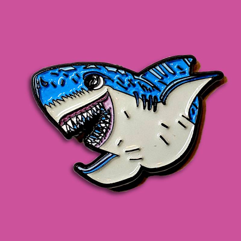 Jaws Happy Shark |Haifisch Emaille Pin | Soft Enamel Kiefer Weißer Hai von HeandShePins